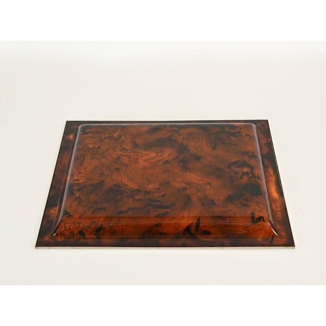 Rectangular Tortoiseshell Effect Acrylic Glass Serving Tray from Dior, Italy, 1970s For Sale - Image 13 of 15