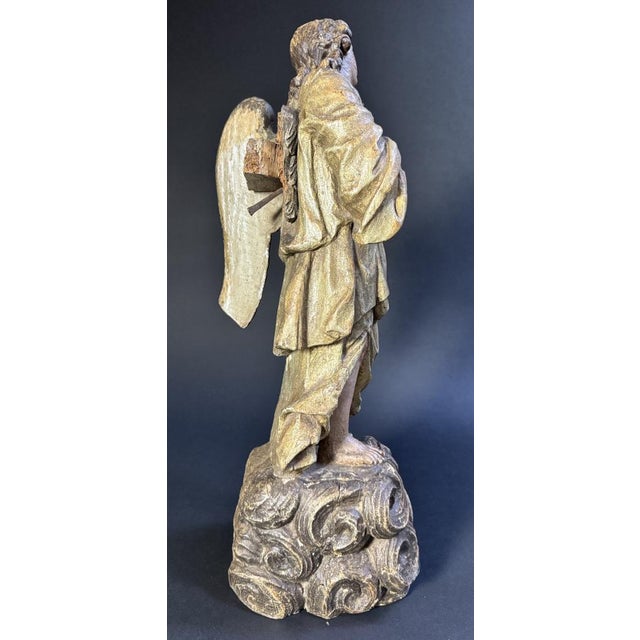 Lombard Artist, Polychrome Sculpture Depicting an Angel, 17th Century, Wood For Sale - Image 10 of 17