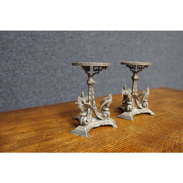 Late 19th Century Antique Pair of Victorian Silver-Plated Centerpieces With Birds, Aesthetic Movement For Sale - Image 5 of 12