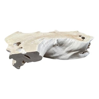 Andrianna Shamaris Bleached Teak Wood Coffee Table For Sale