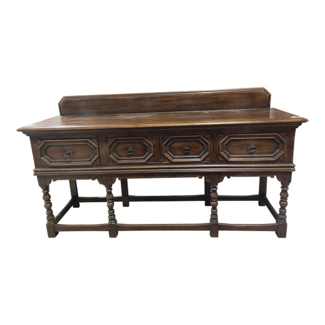 Early 20th Century Jacobean Revival Oak Server Console For Sale