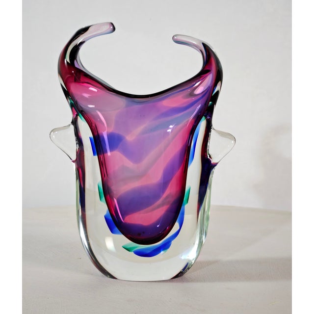 Mid-Century Modern Multicolored Sommerso Glass Vase in the style of Salviati, Italy, 1970s For Sale - Image 4 of 18