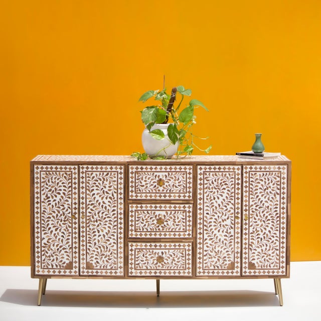 Not Yet Made - Made To Order Arabesque Teak Wood Inlay Buffet by House of Jaipur For Sale - Image 5 of 5