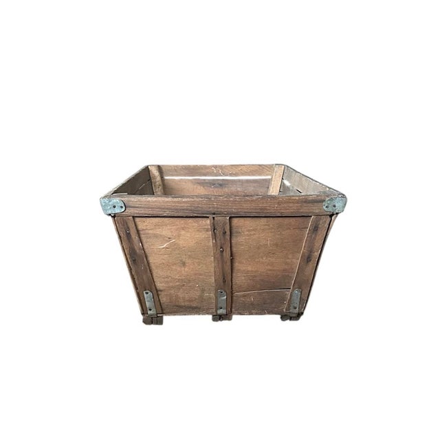 Antique Primitive / Industrial Wood and Zinc General Store Dry Goods Produce Crate / Basket / Box / Storage For Sale - Image 4 of 8
