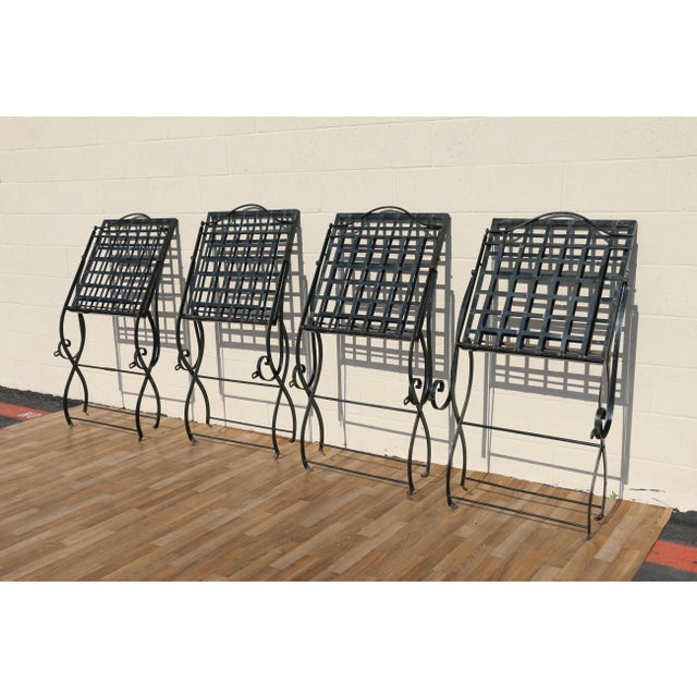 Vintage Set of Four French Wrought Iron Folding Patio Chairs by Hervé Baume | Outdoor Garden Armchairs | France 1970s For Sale - Image 18 of 18