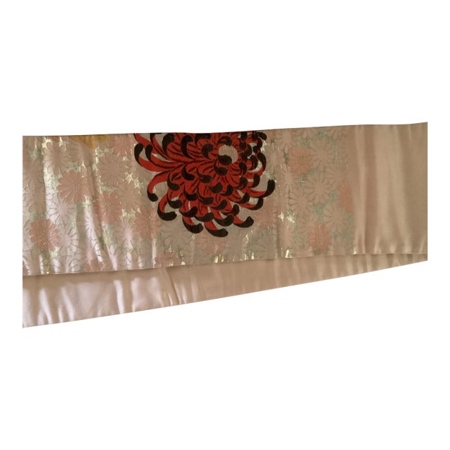 VTG Japanese Nagoya Silk Obi With Chrysanthemum Design, 65" L.x 12" W. For Sale