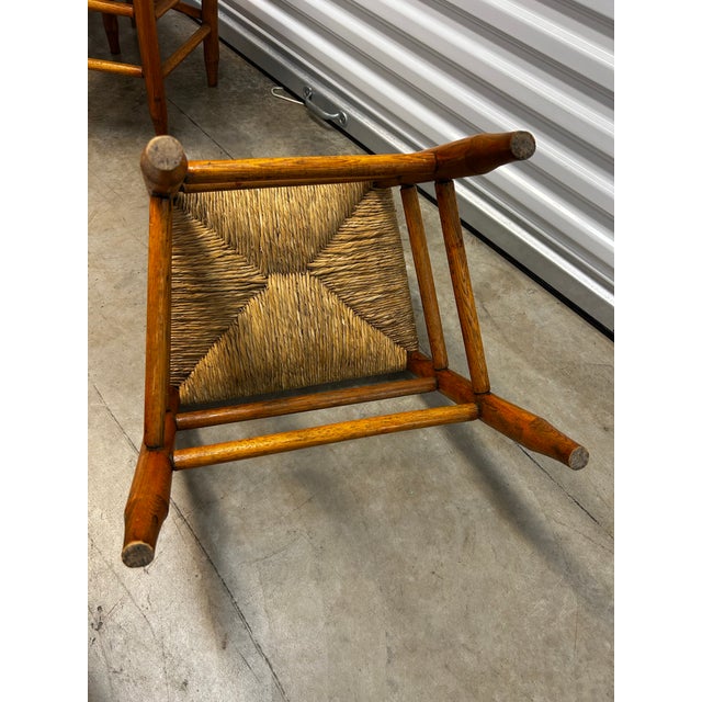 French Country Set of Four Antique Wooden Ladder Back Chairs For Sale - Image 3 of 12