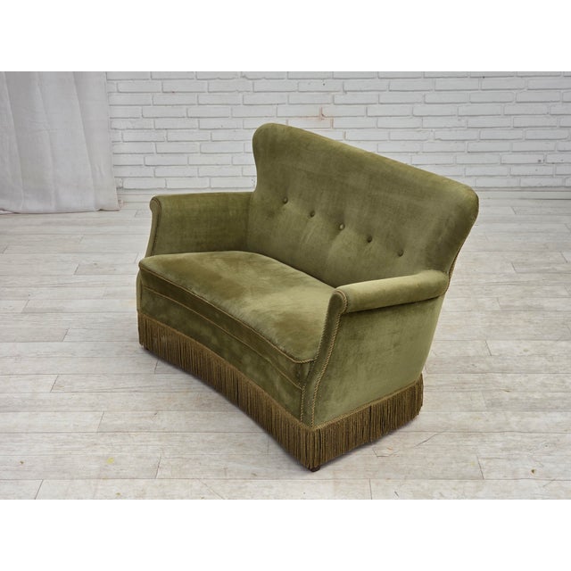 Danish 2-Seater Sofa in Light Green Furniture Velour, 1970s For Sale - Image 13 of 18