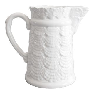 Vintage Italian White Ironstone Seashell Pitcher For Sale