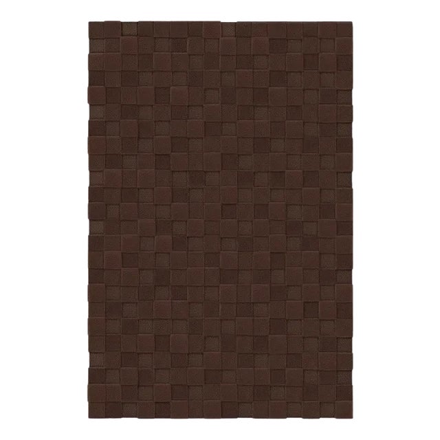 Chocolate Square Textured Rug from Marqqa For Sale