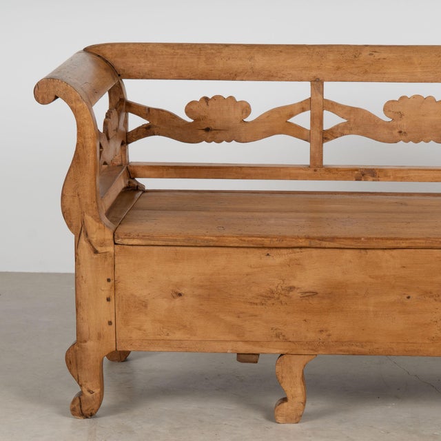 Farmhouse 19th Century Swedish Pine Bench With Storage For Sale - Image 3 of 18