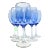 Pillar Stemmed Blue Goblets- Set of Six For Sale