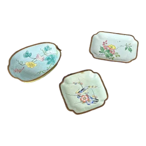 Qing Dynasty Antique Enamel and Brass Trinket Trays