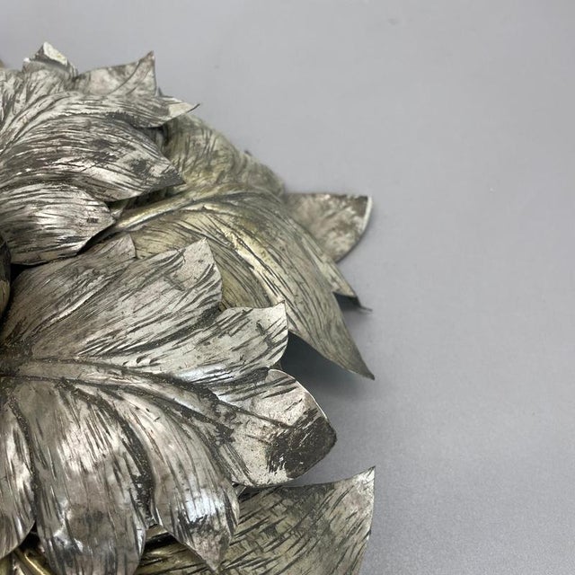 Silver Florentiner Silvered Metal Leaf Theatre Ceiling Light, Italy, 1950s For Sale - Image 8 of 17