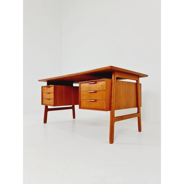 Danish Teak Executive Model No 75 Desk by Omann Jun, 1960s For Sale - Image 8 of 18