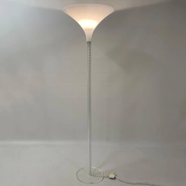 White Acrylic Glass Floor Lamp by Harco Loor, 1980s For Sale - Image 4 of 10