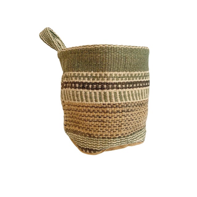 Hanging Burlap Fabric Woven Planter Bag For Sale - Image 4 of 7