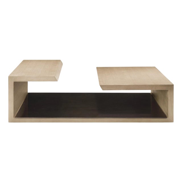 Modern Greg Sheres Style Oak and Bronze Cocktail Table – “Seville” For Sale