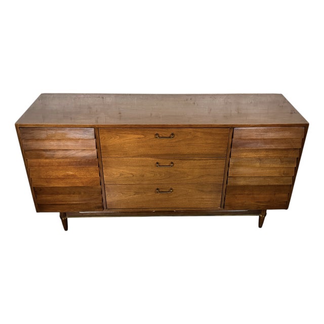 Vintage Merton Gershun-Style Walnut Lowboy Dresser by Carlton House For Sale
