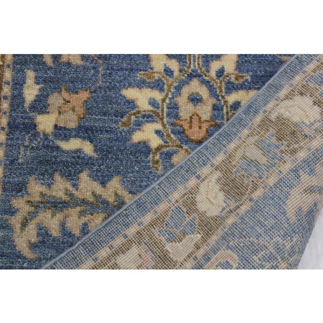 Blue Shabby Chic Ziegler Blue/Brown Wool Runner Rug- 2'7'' X 12'2'' For Sale - Image 8 of 10