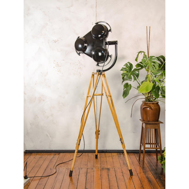 Black Hospital 3-Way Floor Lamp on Wooden Tripod, 2000s For Sale - Image 11 of 18