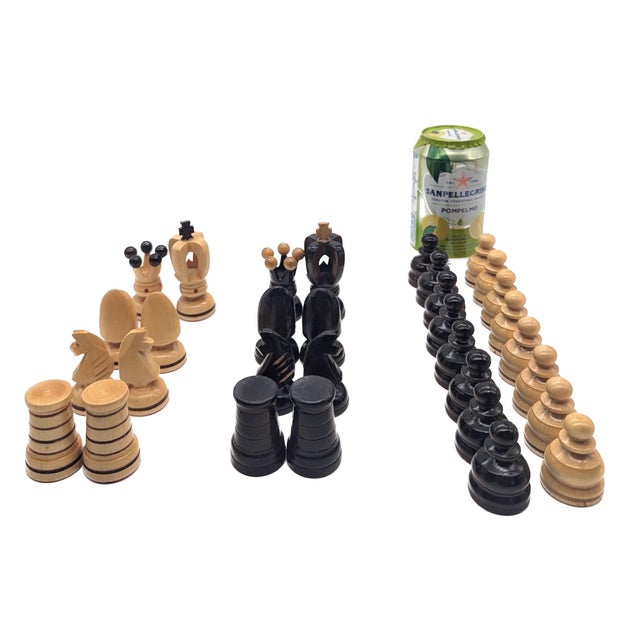Vintage Polish Carved Wood Chess Set, 33-Piece Set For Sale - Image 9 of 10