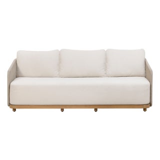 Alpine Teak Wood Outdoor Sofa With Biege Rope Design For Sale