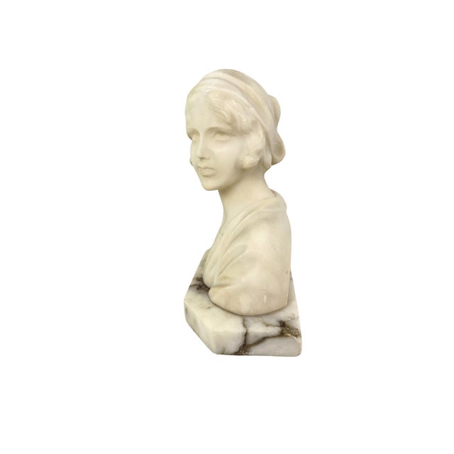 Art Nouveau Italian Alabaster Bust For Sale - Image 3 of 6