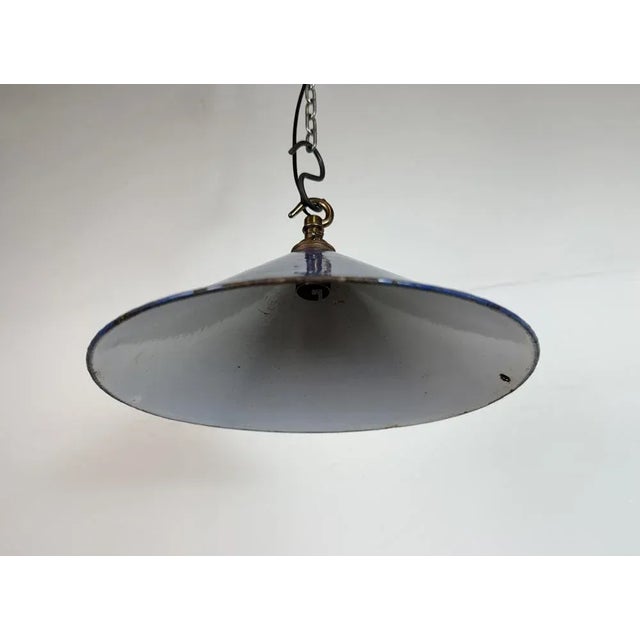 1950s British Industrial Blue Enamel Factory Pendant Lamp, 1950s For Sale - Image 5 of 15