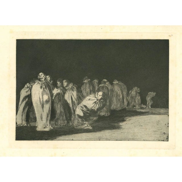 Los Ensacados - from Los Proverbios is an original black and white etching realized by Francisco Goya (1746-1828). The...