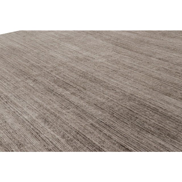 Contemporary Rug & Kilim’s Oversized Textural Rug in Solid Beige-Brown Tones and Striae For Sale - Image 3 of 8