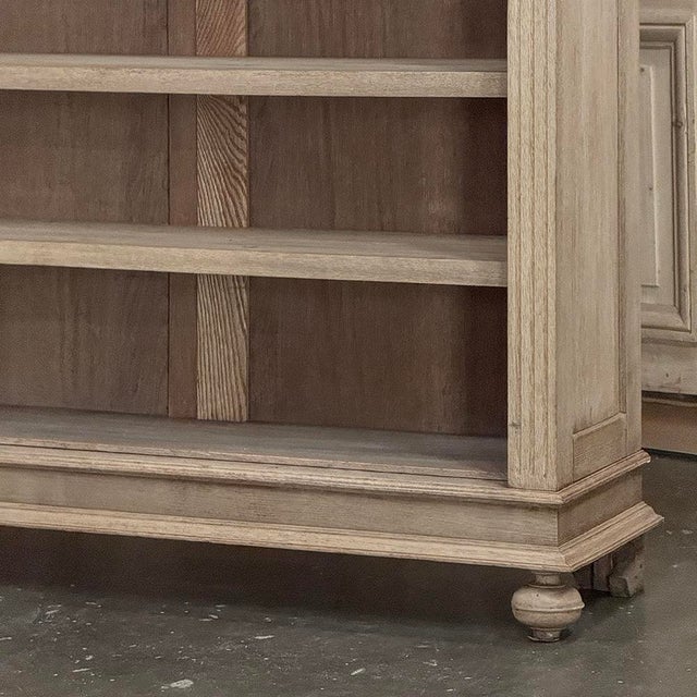Antique Dutch Neoclassical Open Bookcase in Solid Stripped White Oak For Sale - Image 13 of 18