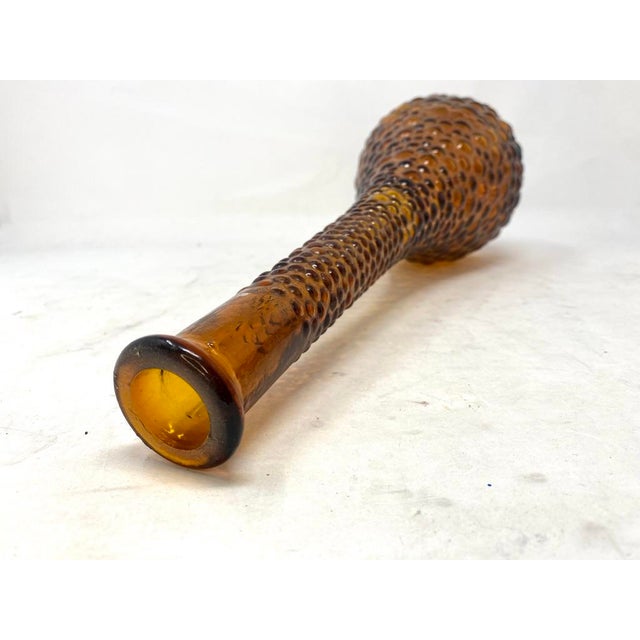 1960s 1960s Mid-Century Modern Empoli Amber Hobnail Glass Bud Vase / Decanter – 13.5" For Sale - Image 5 of 6