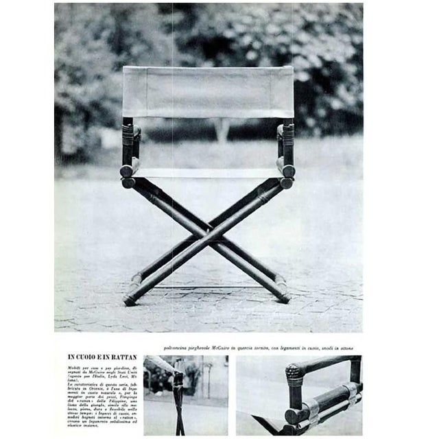 Mid-Century Modern Vintage Bamboo and Leather Director's Chair from McGuire, 1950s For Sale - Image 3 of 15