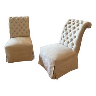 19th Century French Pair of Tufted Side Chairs For Sale