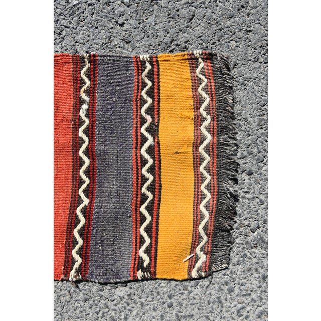1970s Turkish Vintage Hand Knotted Stripe Desing Wool Kilim Runner Rug For Sale - Image 10 of 11