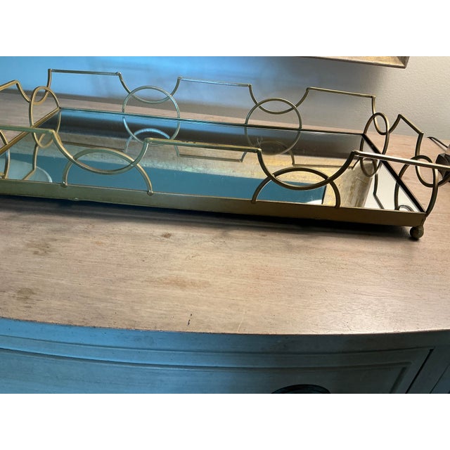 Mid-Century Modern Mid-Century Modern Footed Brass Vanity Tray For Sale - Image 3 of 6