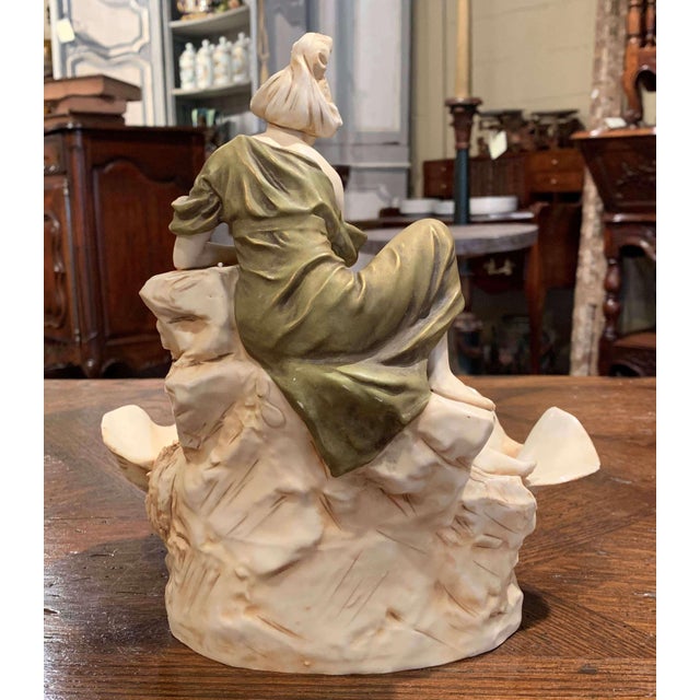 Antique White Early 20th Century Czech Royal Dux Bohemian Carved Porcelain Woman Sculpture For Sale - Image 8 of 11