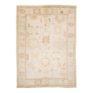 14x19 Modern Oushak Style Hand-Knotted Wool Rug Neutral Earth Tones For Sale