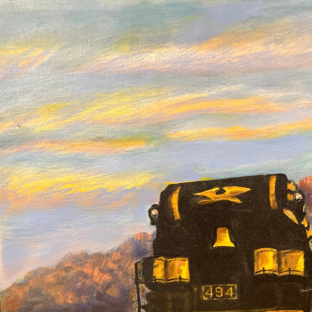 Realist Mountain Landscape With Train Painting by J. Nelson