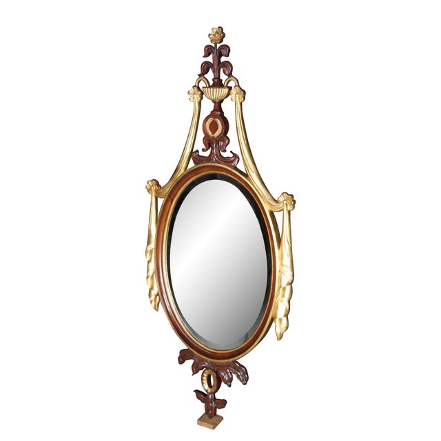 Neoclassical 1990s Maitland Smith Adams Style Parcel Gilt Neoclassical Carved Mahogany Mirror For Sale - Image 3 of 11