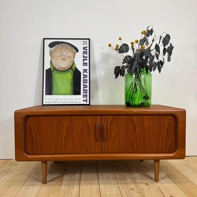 Low Sideboard with Retractable Teak Doors from Dyrlund, Denmark, 1960 For Sale - Image 11 of 11