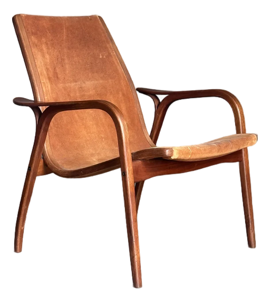 1960s Yngve Ekström for Swedese Teak and Suede Lounge Chair | Chairish