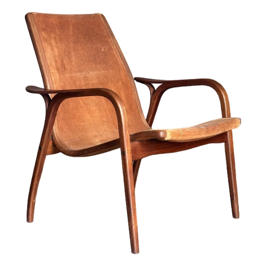 1960s Yngve Ekström for Swedese Teak and Suede Lounge Chair | Chairish