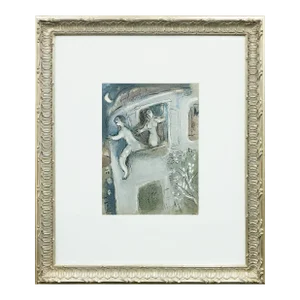 Framed After Marc Chagall: "David Saved by Michal" Original Lithograph, 1960