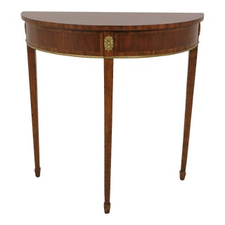 Maitland Smith 1/2 Round Mahogany Federal Console Table For Sale
