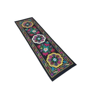 Carving Design Velvet Suzani Table Runner For Sale