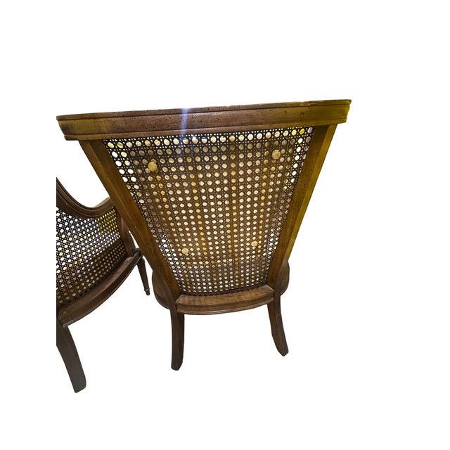 American of Martinsville Pair of Mid 20th Century Cane Barrel Lounge Chairs by American of Martinsville For Sale - Image 4 of 10