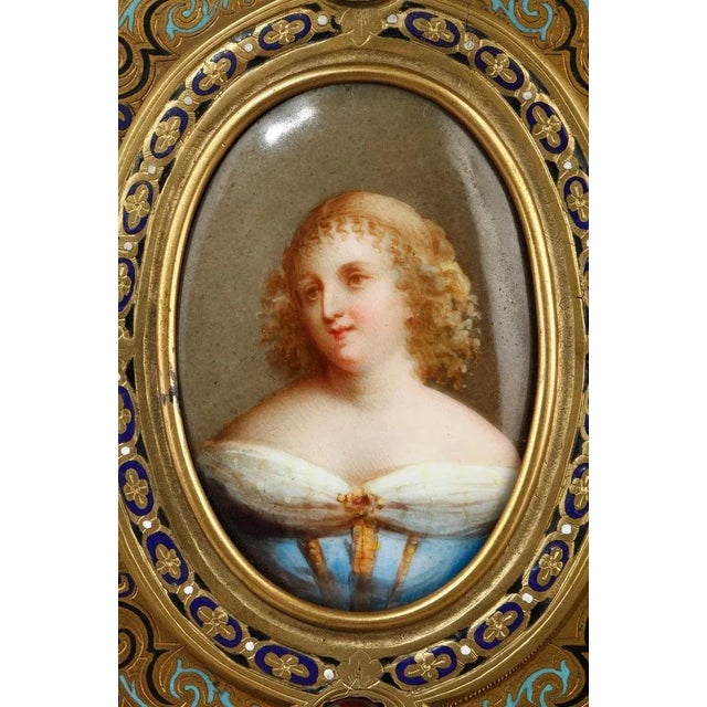 19th Century Porcelain Portraits in Gilded Bronze Frames by A. Giroux, Set of 2 For Sale - Image 10 of 15