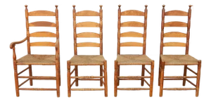 w.f. Whitney Design Ladder Back Shaker Farm House Chairs With Rush Seating 4